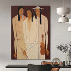 “Three Figures” - Earthy Tones & Simplified Forms Painting On Canvas DS141