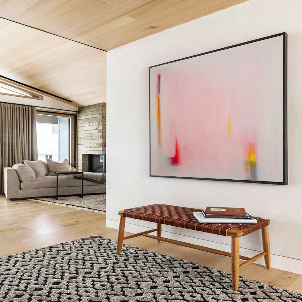 Soft Pink Minimalist Abstract Painting On Canvas DKS024