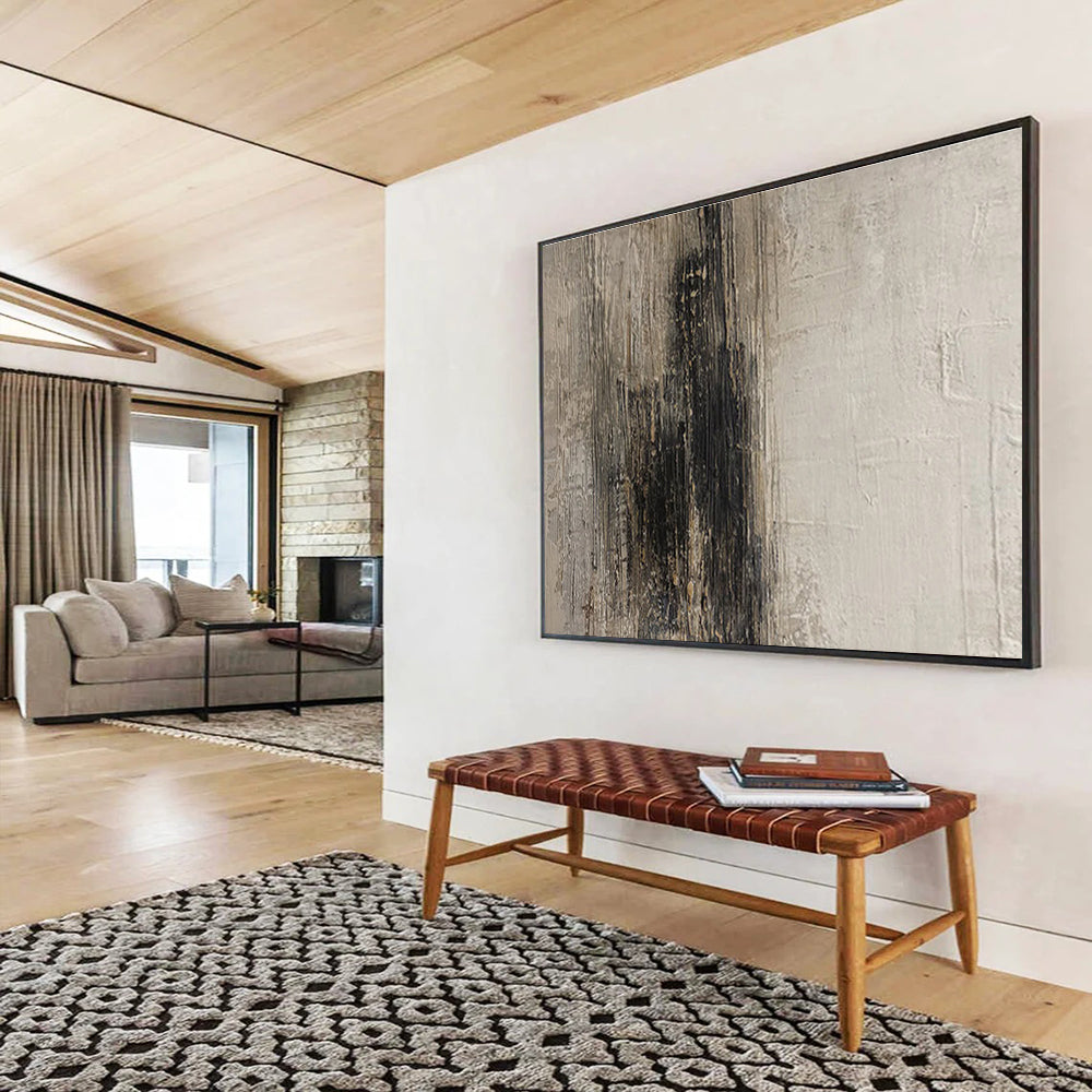 Textured Grey and Black Abstract Painting On Canvas DKS086