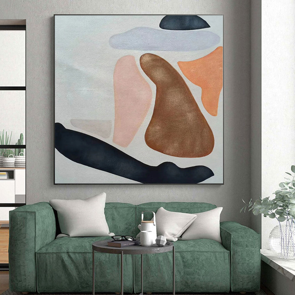 “Pastel - Color Abstract Organic Shapes” - Gentle Abstract Painting On Canvas PS0331