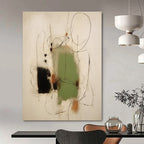 Black, Green, Earthy Tones with Line Textures "Line - Textured Abstraction" Abstract Painting On Canvas PS1283