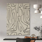 Black and Beige with Intricate Lines "Earth’s Veins" Abstract Painting On Canvas PS1139