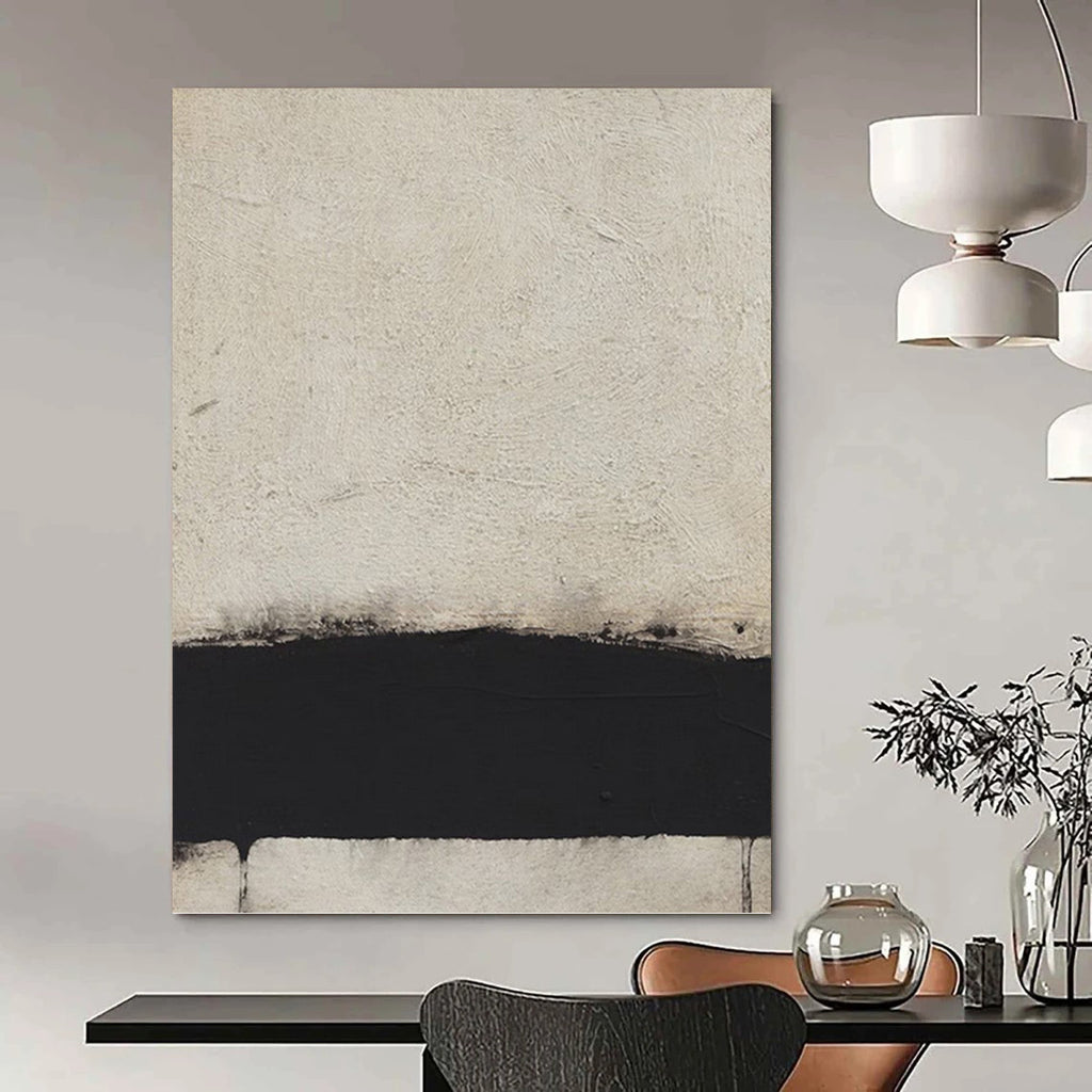 “Minimalist Black & White Abstract” - Minimalist - Inspired Abstract Painting On Canvas PT1419