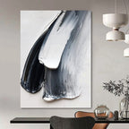 “Black, White & Gray Textured Strokes” - Abstract, Tactile - Styled Painting On Canvas PT1676