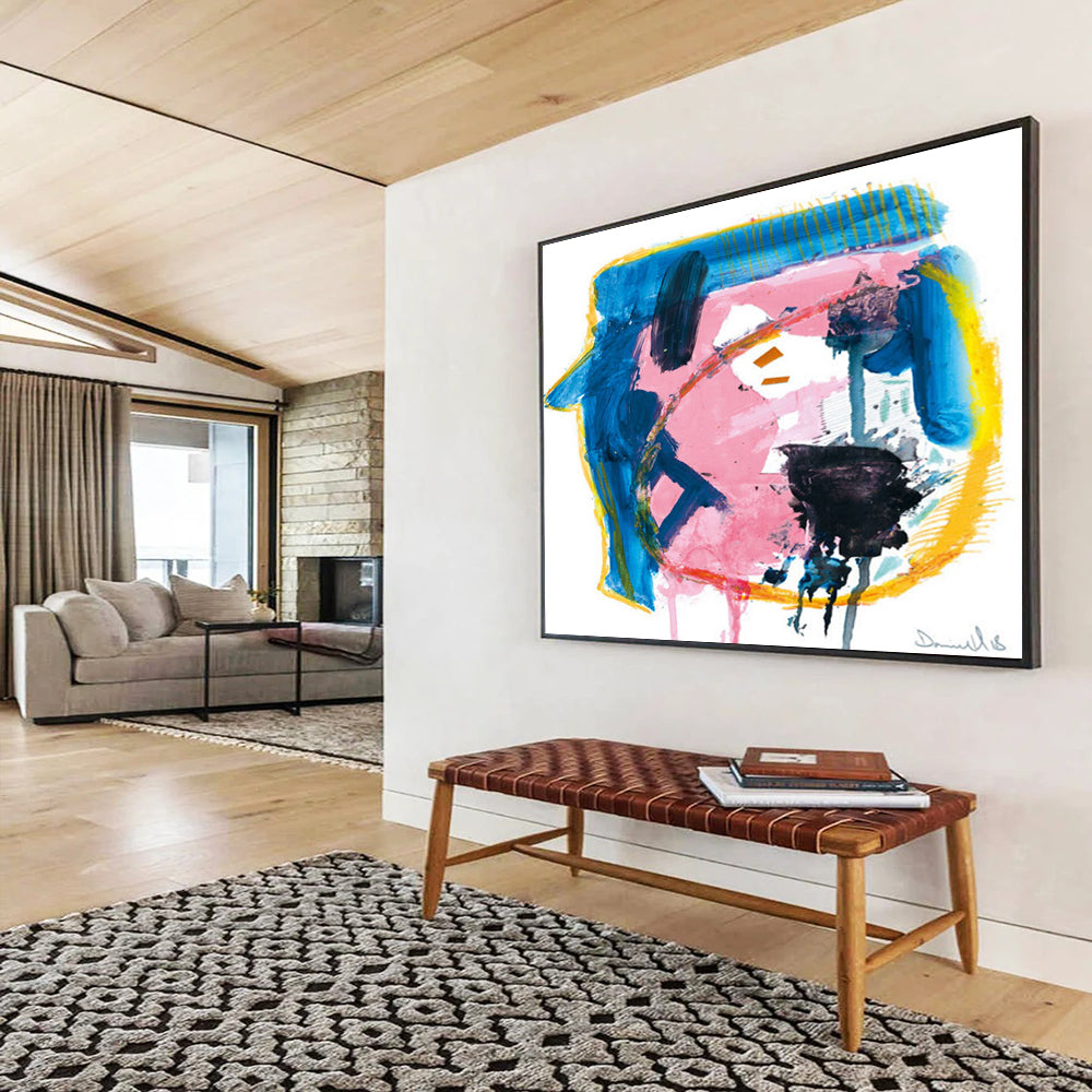 “Colorful Abstract Face - Like Shapes” - Whimsical Abstract Painting On Canvas PT117