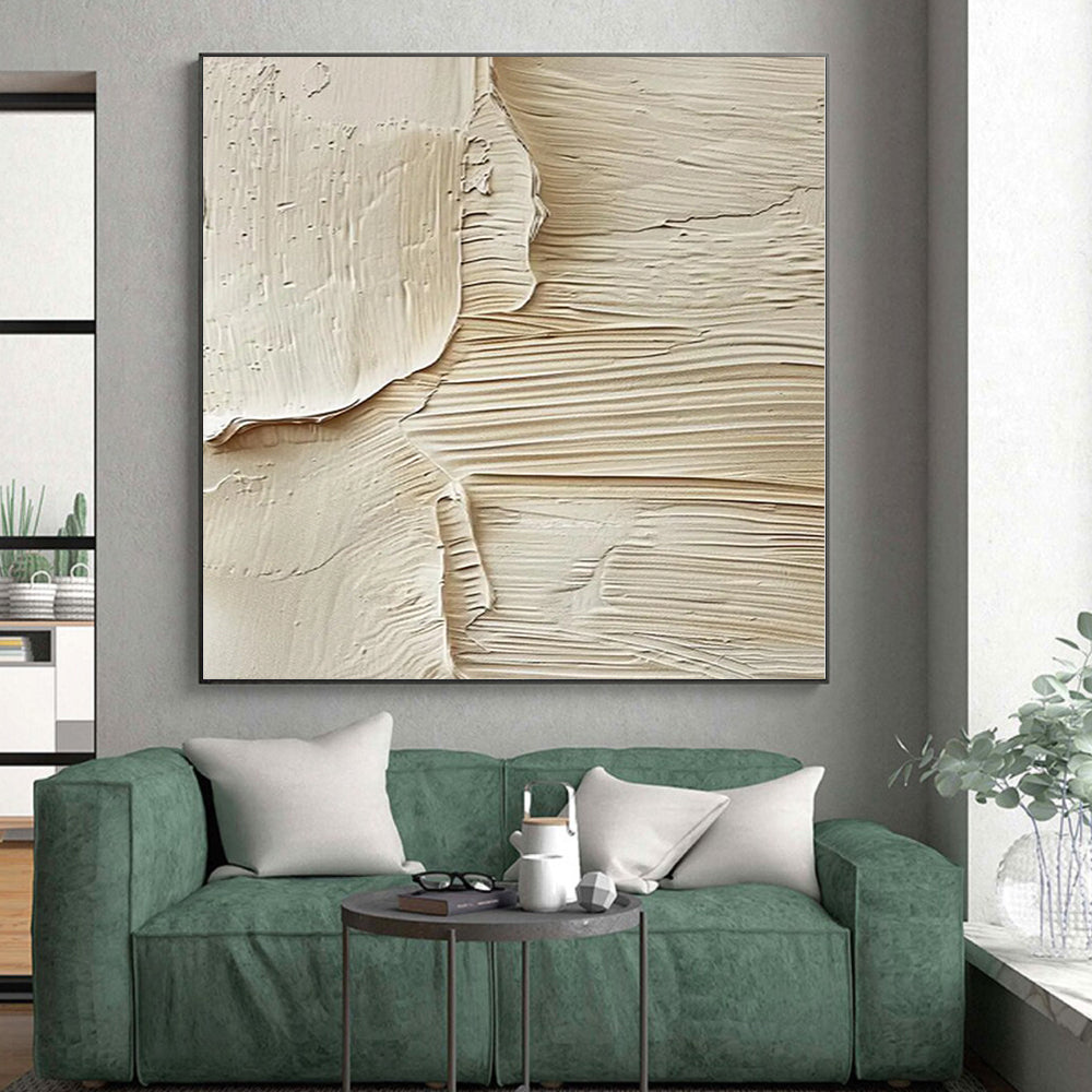 “Textured Beige Abstract” - Tactile Abstract Painting On Canvas PS0079