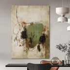 Green, Black, Red, Brown with Dynamic Forms "Earthly Chaos" Abstract Painting On Canvas PS1462