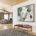 Green & Beige Abstract Fusion Painting On Canvas DKS045