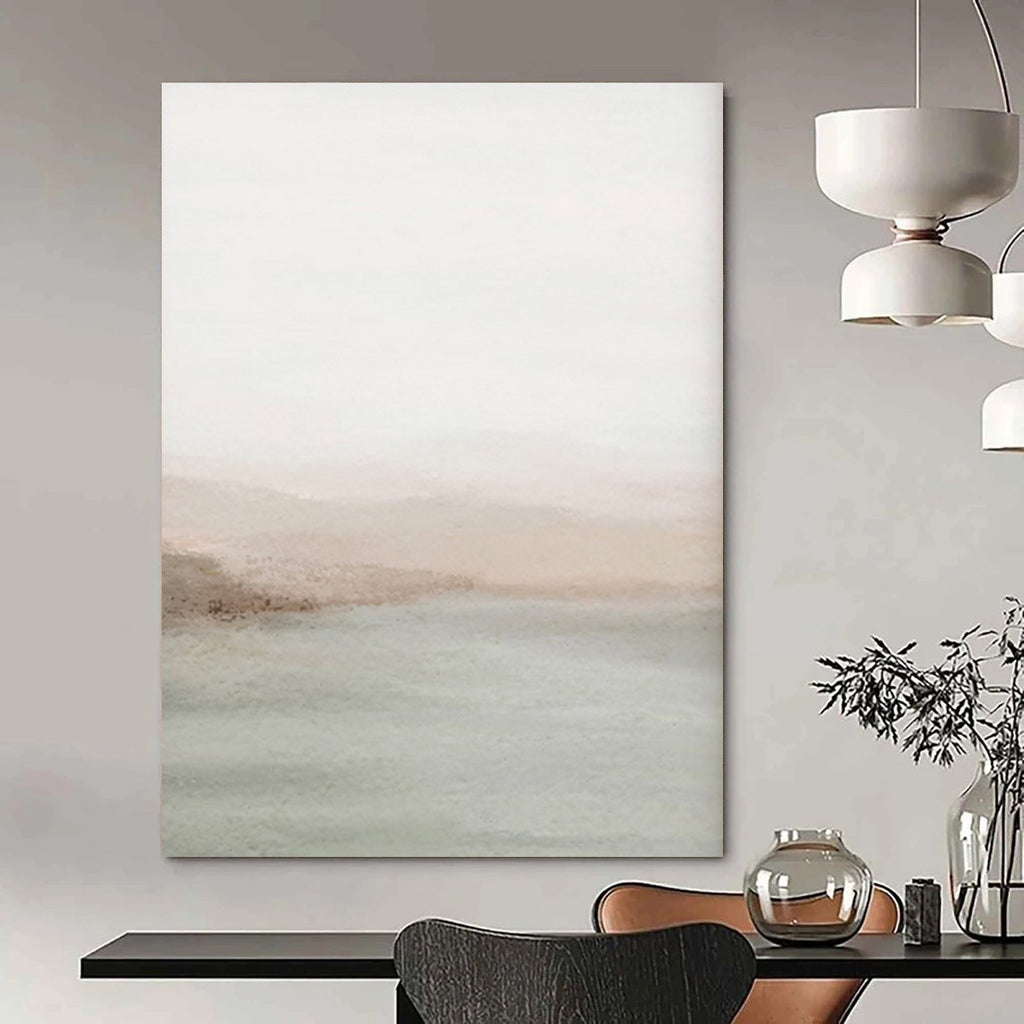“Blush - Green Watercolor Coastal Haze” - Watercolor Painting On Canvas PT2063