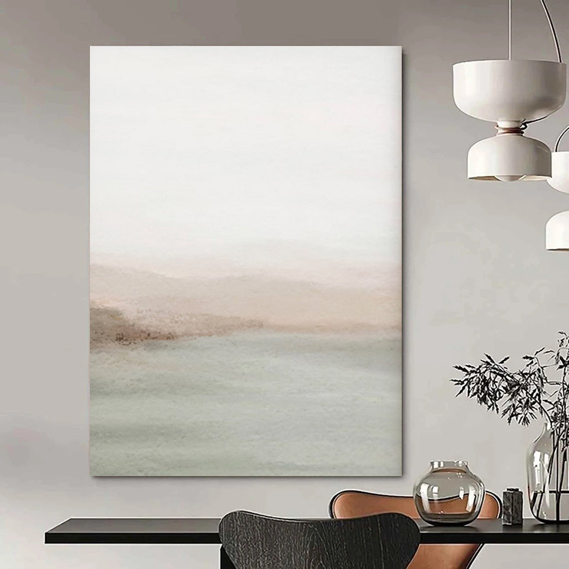 “Blush - Green Watercolor Coastal Haze” - Watercolor Painting On Canvas PT2063
