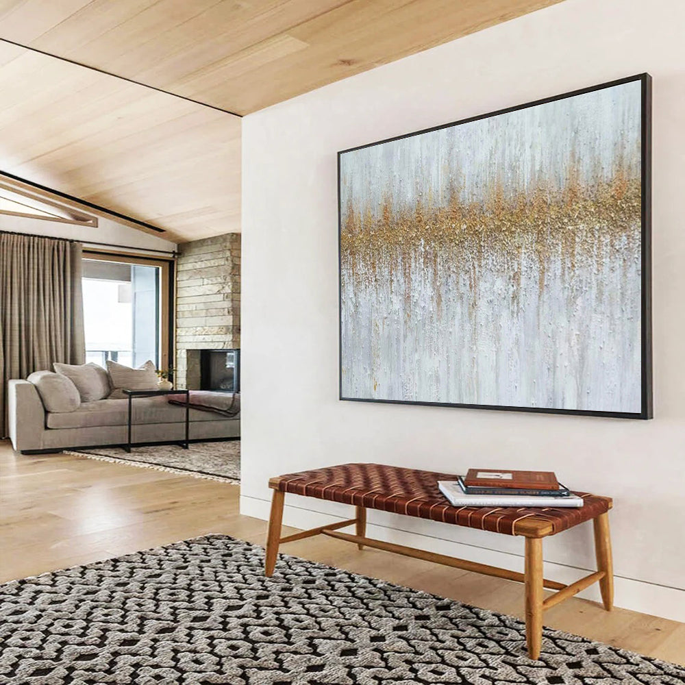“White - Gold Textured Elegance” Painting On Canvas DKS302
