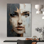 “Textured Abstract Face” - Mixed - Media Portrait On Canvas PT2190
