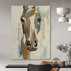 “Abstract Horse in Earth and Blue Tones” - Textured Acrylic Painting On Canvas PT2186