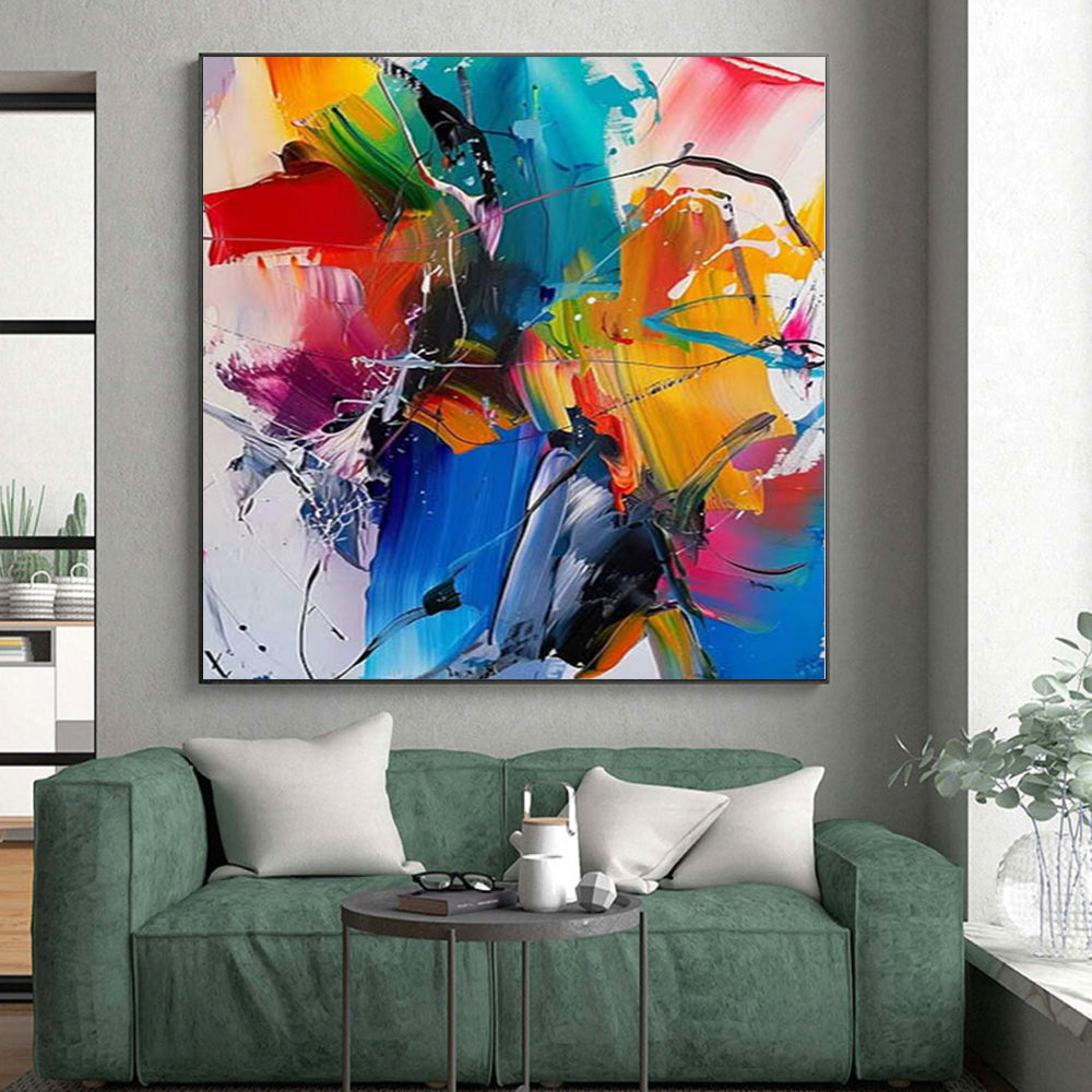“Intense Color Clash of Creativity” - Chaotic Abstract Painting On Canvas PS0232