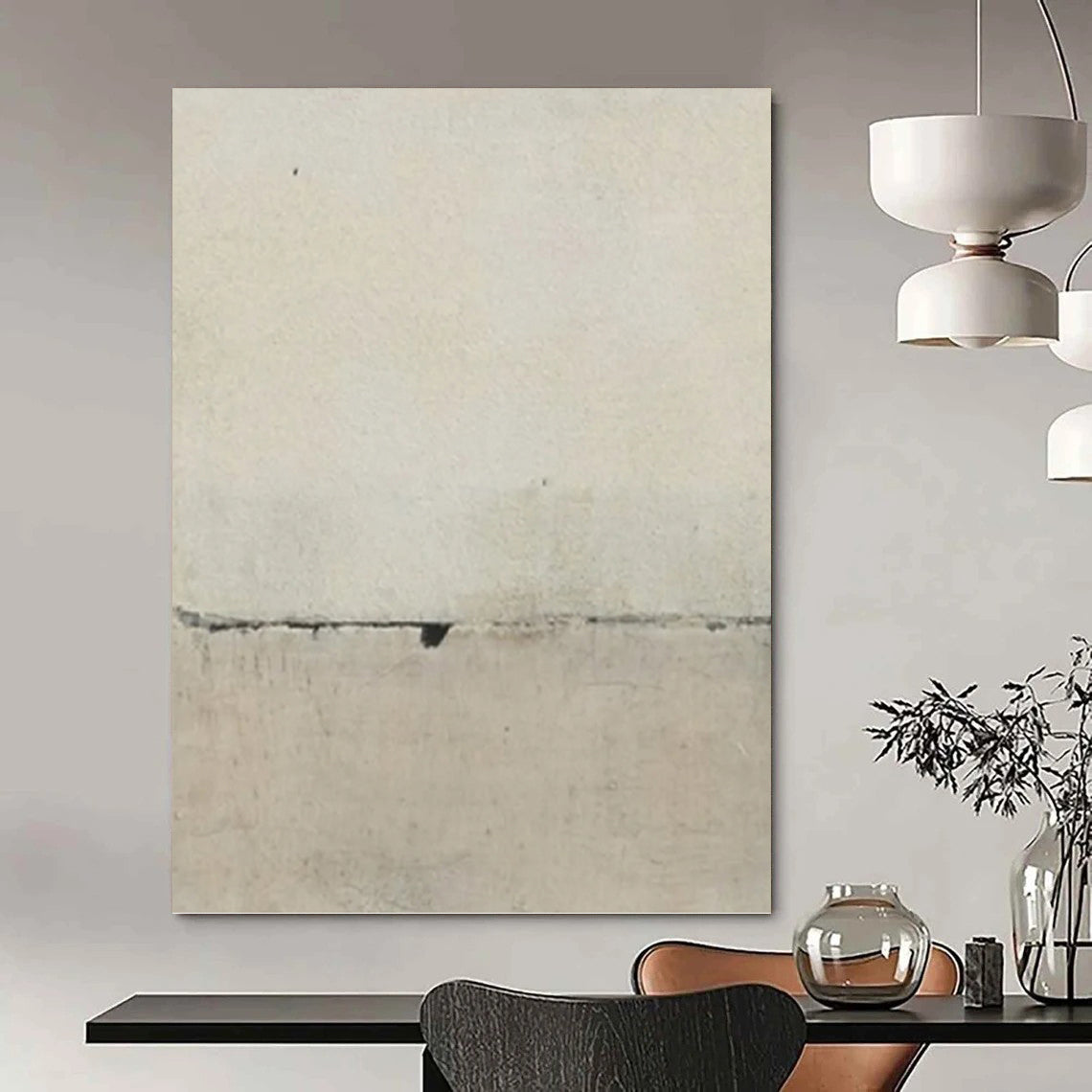 “Light Grey Cracked Surface” - Minimalist Abstract Painting On Canvas PT1122