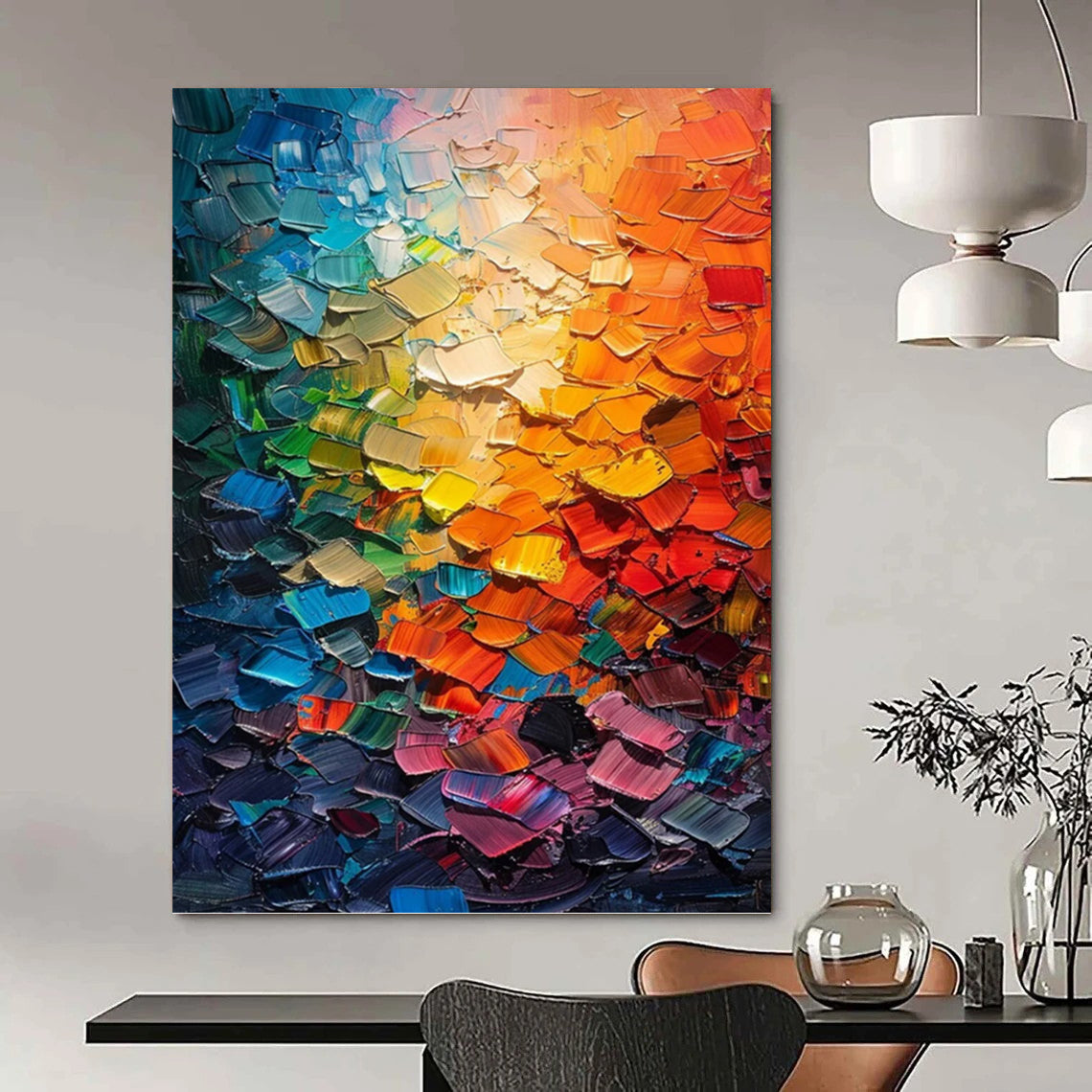 “Colorful Abstract Palette” - Abstract, Vivid - Colored Painting On Canvas PT1555