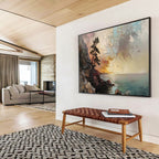 “Coastal Sunset Cliff” - Impasto Seascape Painting On Canvas DKS463