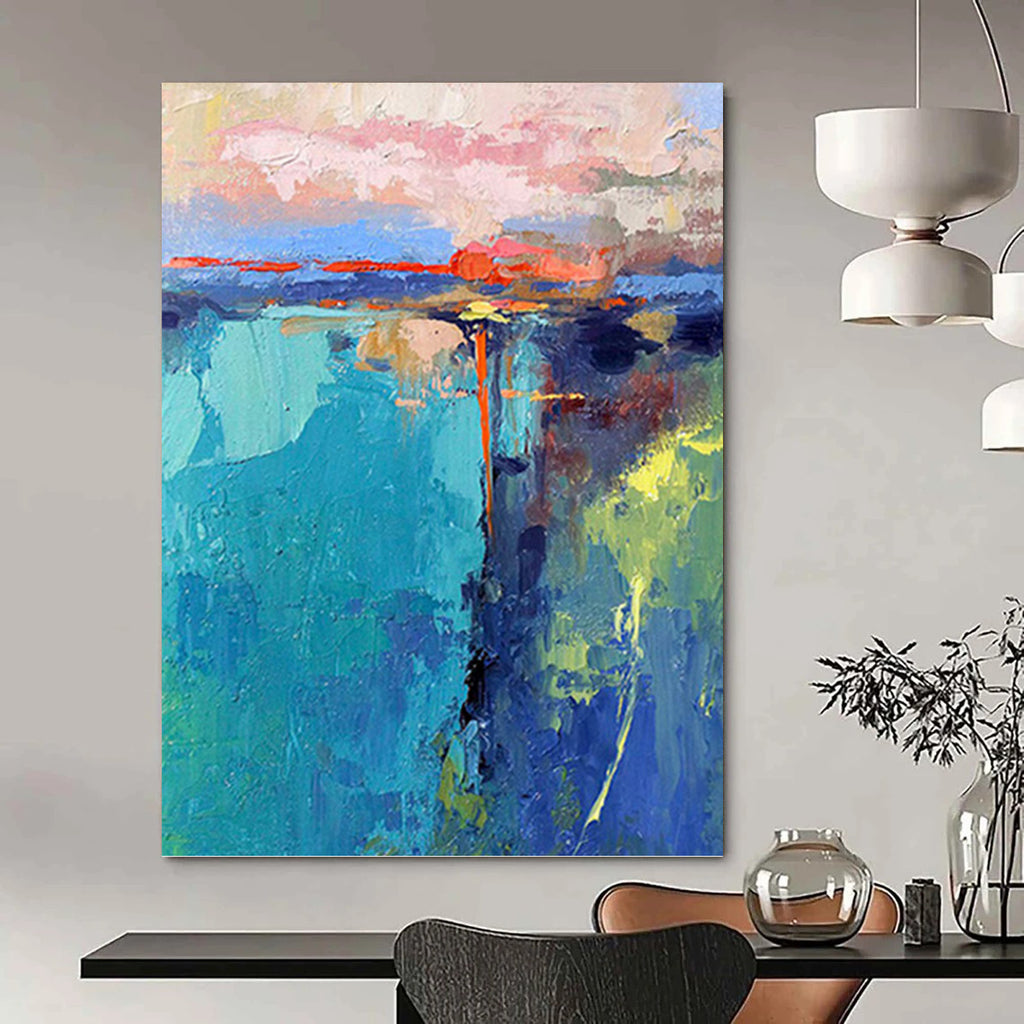 “Colorful Coastal Abstract” - Impressionistic Abstract Painting On Canvas PT1030