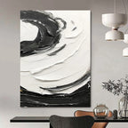 “Black and White Swirl Dynamics” - Energetic Abstract Painting On Canvas DS380