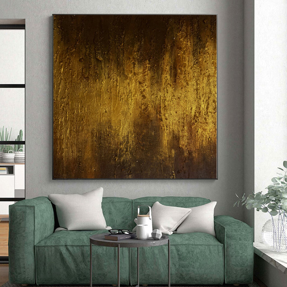 “Golden Abstract Depth” - Abstract Impasto Painting On Canvas PS0032