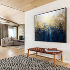 “Gilded Forest in Blues and Golds” - Magical Landscape Painting On Canvas PT048