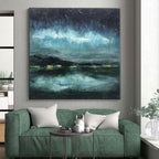 “Night Sky & Aurora Abstract” - Abstract Landscape Painting On Canvas PS0417