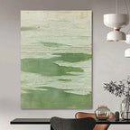 “Textured Green - White Impasto” - Impasto Abstract Painting On Canvas PT1227