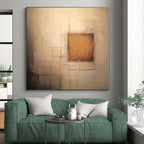 “Beige - Brown Minimalist Squares” - Beige, Brown Abstract Painting On Canvas PS0535