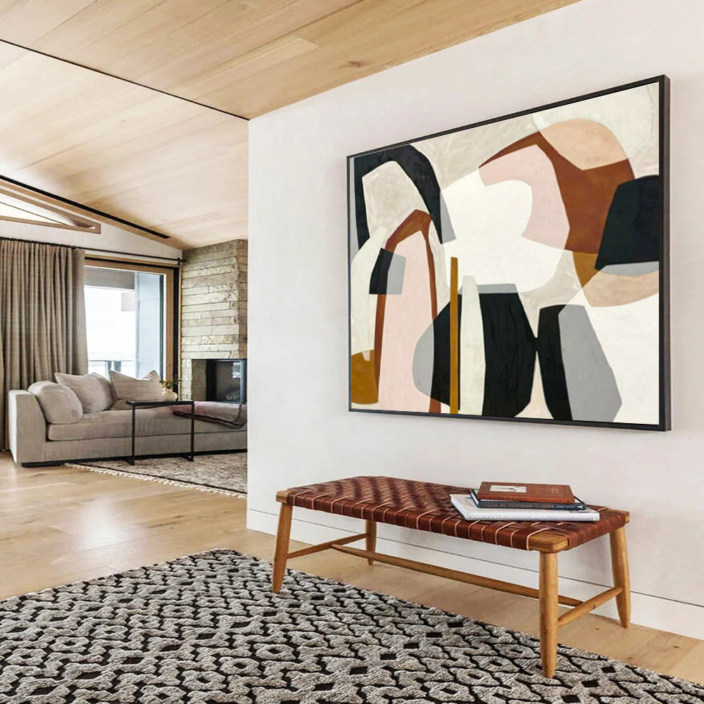 “Neutral Tones Abstract Shapes” - Abstract Painting on Canvas, Ideal for Living Room & Office DKS581