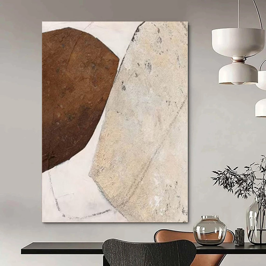 “Brown - Beige Textured Abstract” - Earthy Abstract Painting On Canvas PS0171