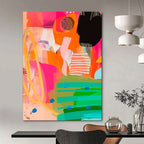 “Colorful Abstract Layered Collage” - Contemporary Abstract Painting On Canvas PT2010
