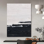 “Black and White Minimalist Horizon” - Subtle Abstract Painting On Canvas DS402