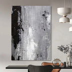 Black, White and Gray with Textured Layers "Urban Grunge" Abstract Painting On Canvas PS1150