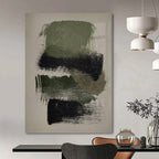 “Green - Black Abstract” - Minimalist Abstract Painting On Canvas PT1358