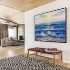 “Sunset Sea Waves” - Impressionistic Seaside Painting On Canvas PT218