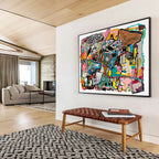 “Colorful Abstract Collage” - Vibrant Mix “Whimsical Mosaic” Painting On Canvas PT1656