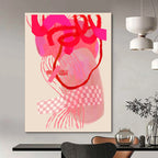 “Pink and Red Abstract Forms” - Contemporary Abstract Painting On Canvas PT2000