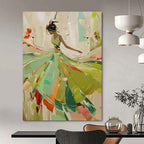 Graceful Lady in Green Dress Textured Painting On Canvas DS082