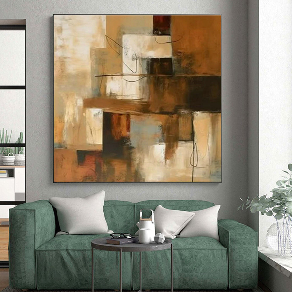 “Layered Abstract Composition” - Brown, Beige, Gray Abstract Layered Painting PS0600