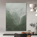 “Misty Mountain Waterfall” - Atmospheric, Landscape Painting On Canvas PT1490