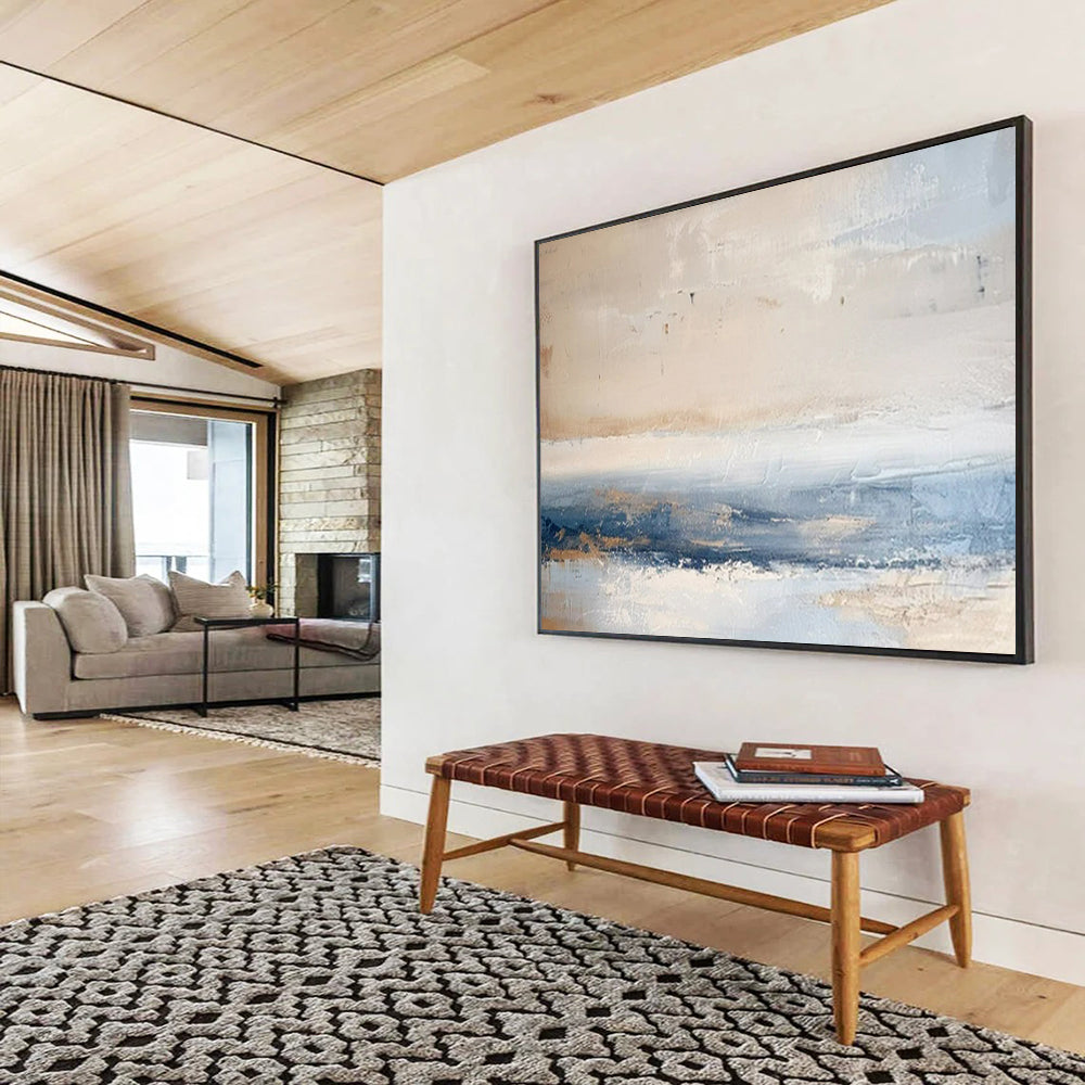 “Beige - Blue Abstract Horizon” - Abstract Landscape - Painting On Canvas PT1730