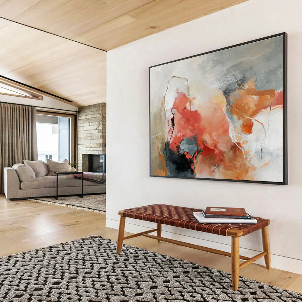 “Red And Earthy Abstract” - Abstract Painting On Canvas DKS515