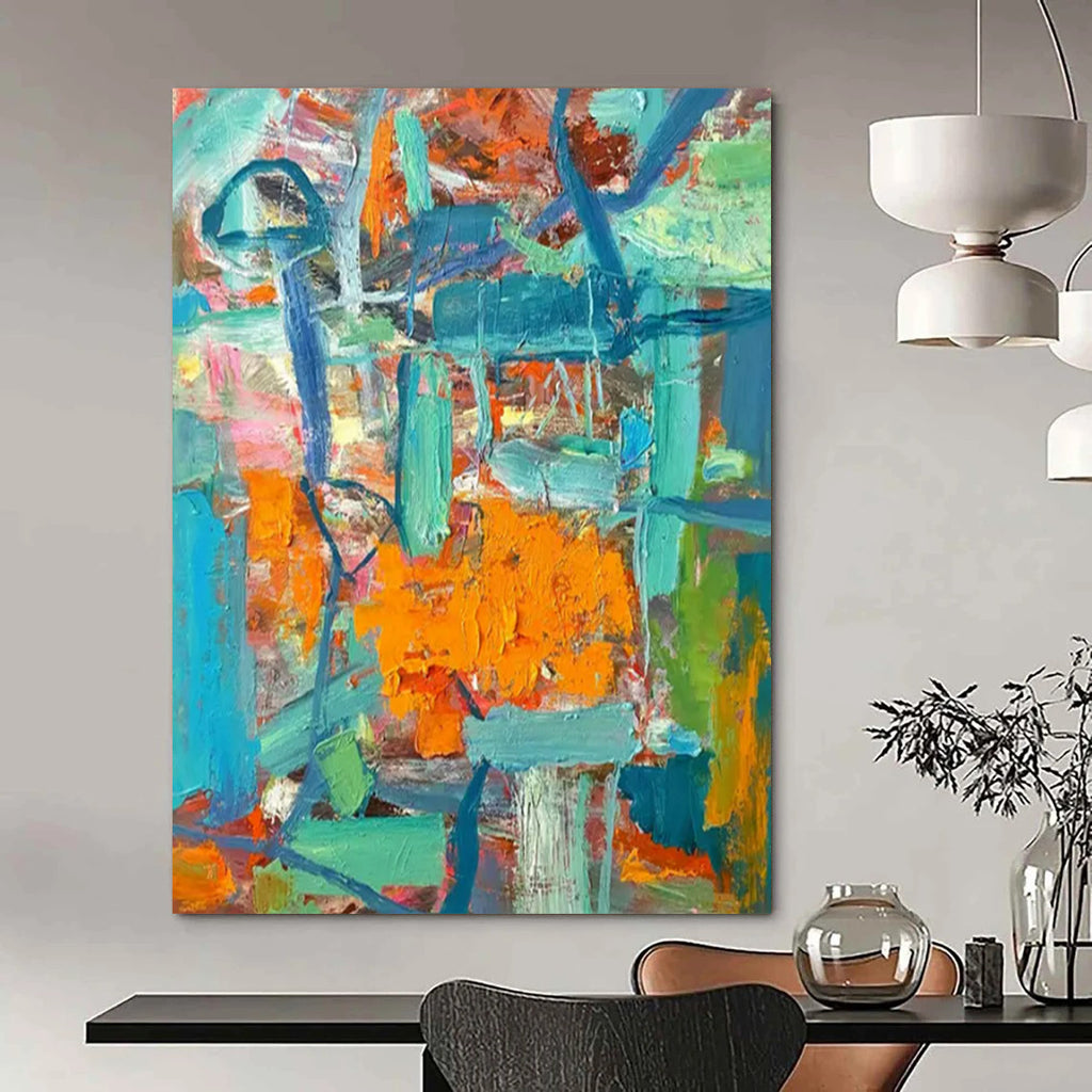 “Colorful Abstract Chaos” - Expressionist Abstract Painting On Canvas PT2291