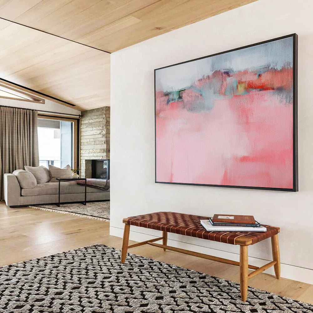“Soft Pink Horizon” - Minimalist Abstract Painting On Canvas DKS487