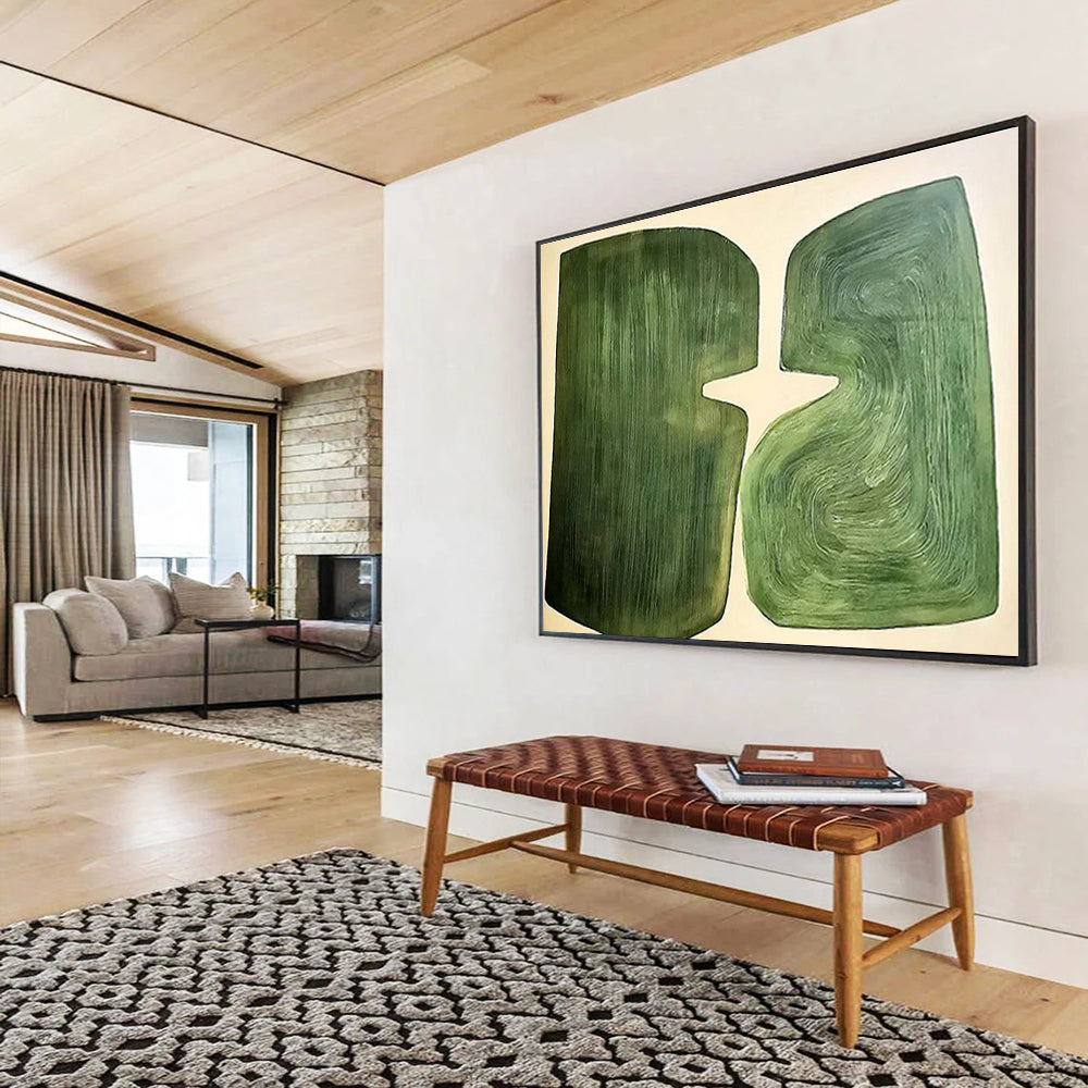 “Green Organic Abstract Forms” - Organic Abstract Painting, Perfect for Garden Room & Yoga Studio DKS620