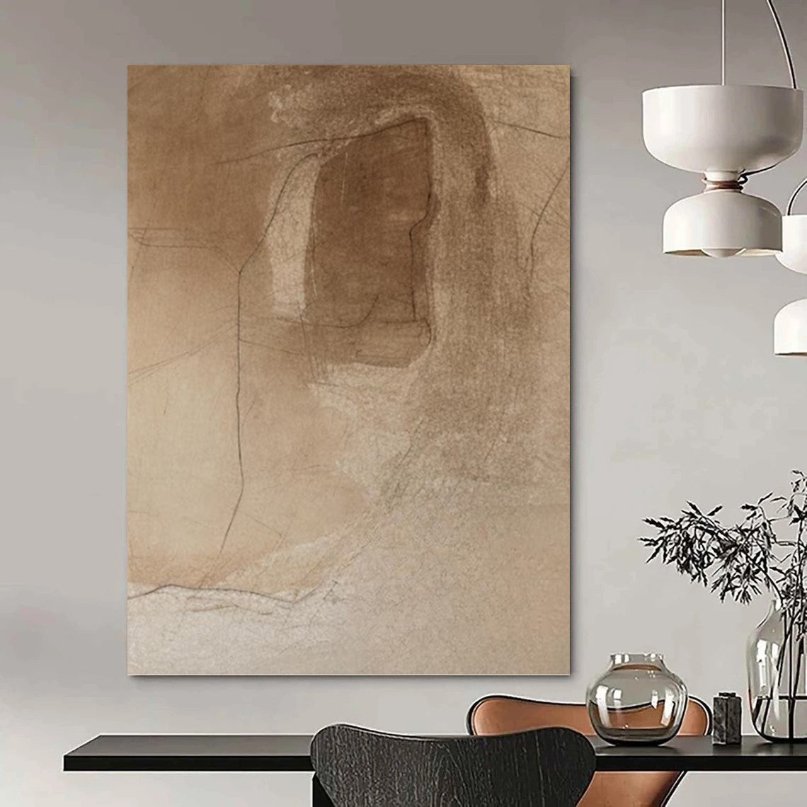 “Brown Abstract Sketch” - Abstract, Subtle - Styled Painting On Canvas PT1659
