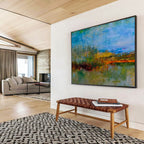 “Colorful Abstract Lakeview” - Vibrant Landscape Painting On Canvas DKS390