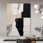 “Black - White Textured Collage” - Modern Abstract Painting On Canvas PS0157