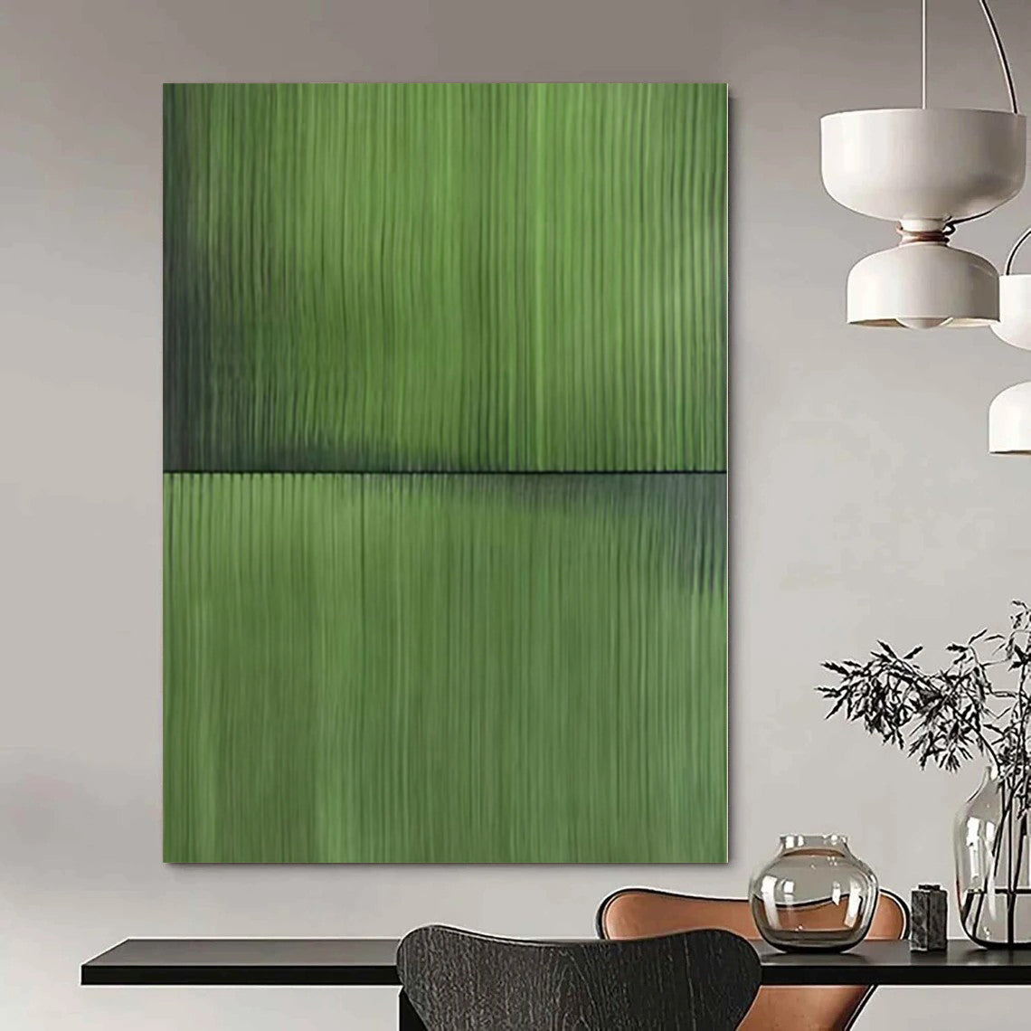 “Solid Green Serenity” - Minimalist Textured Painting On Canvas PS0197