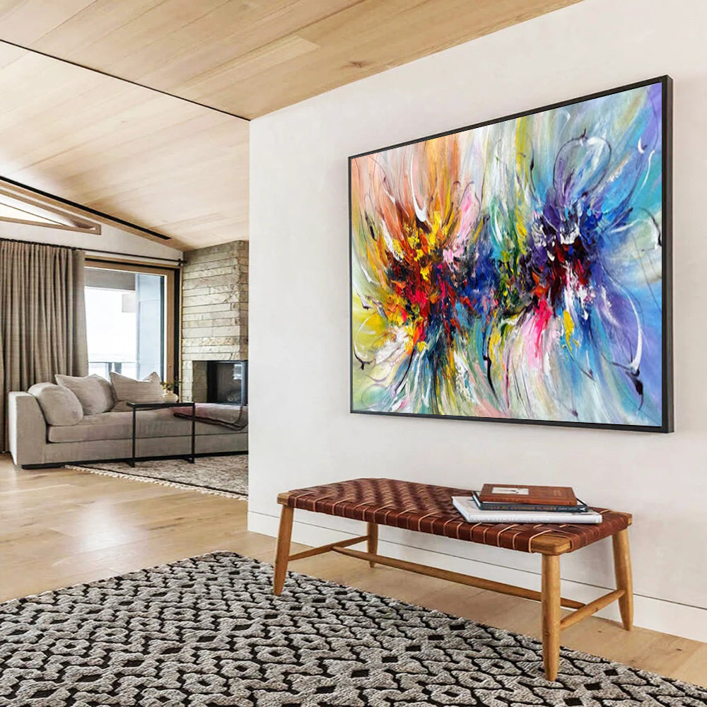 “Colorful Swirling Florals” - Abstract Expressionist - Painting On Canvas PT1776